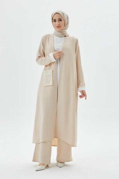 Beige Abaya 3-Piece Set  A Modest Outfit for Any Occasion