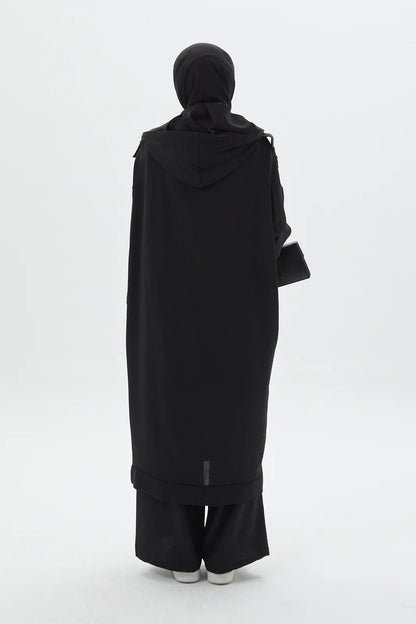 Zippered 2 Piece Set Black Abaya