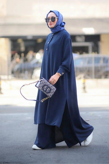 Navy Blue Abaya Travel Suit Clothing for Modest Women