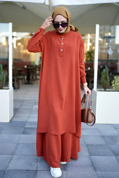 Burnt Orange Abaya Travel Suit Turkista