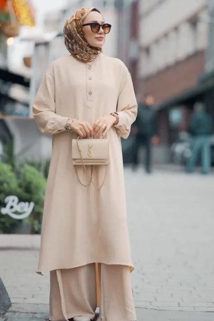 Beige 2-Piece Saye Takim Travel Suit Turkista