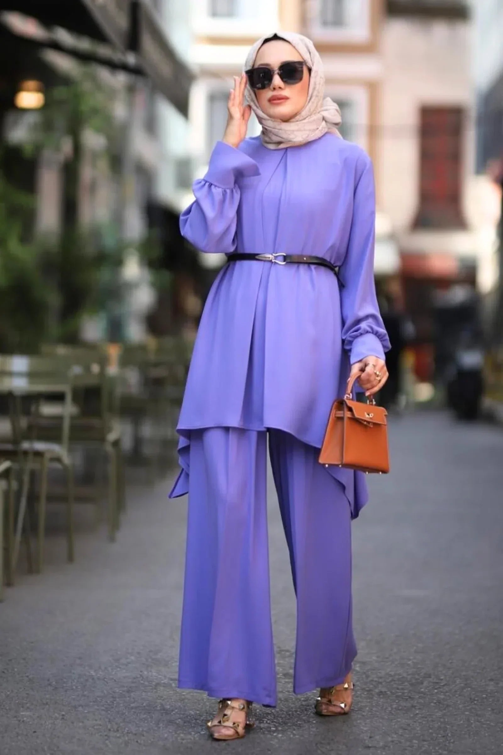 Purple Modest Tunic Set