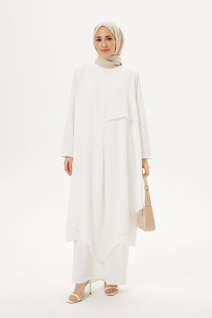 Two-Piece Modest White Abaya Travel Set Outfit