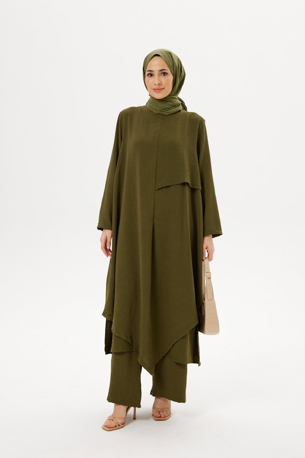 Two-Piece Modest Green Abaya Travel Set Outfit