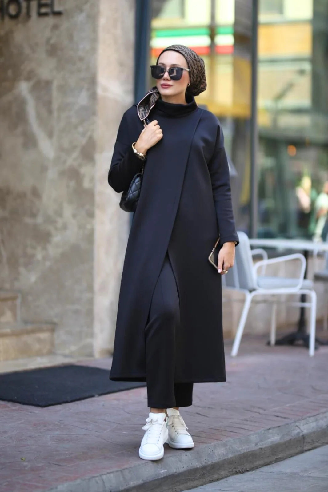 Black Scuba Travel Suit - A Modest Evening Dresses – Turkista