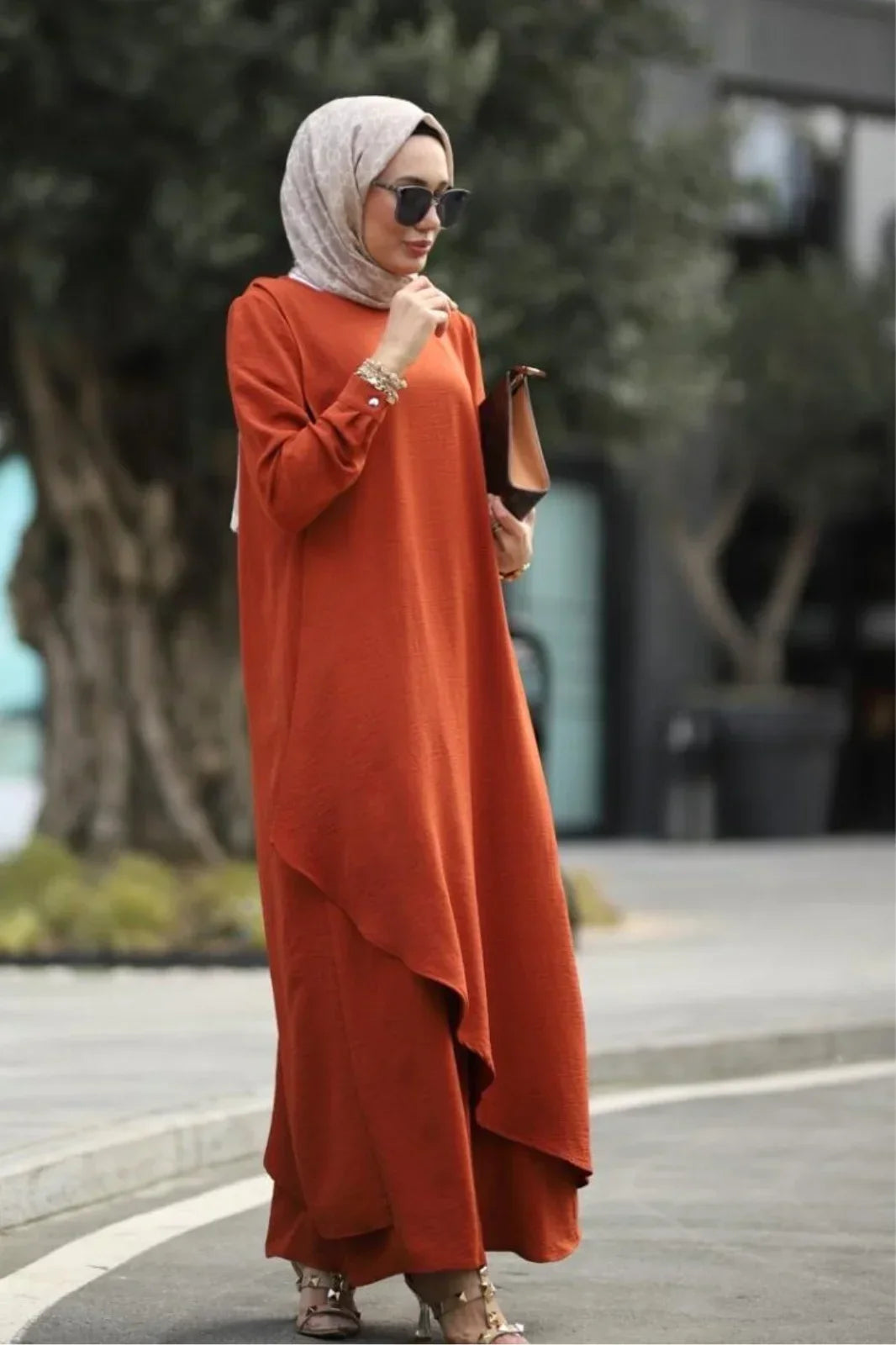 Stylish Burnt Orange Abaya A Modest Outfit for Women