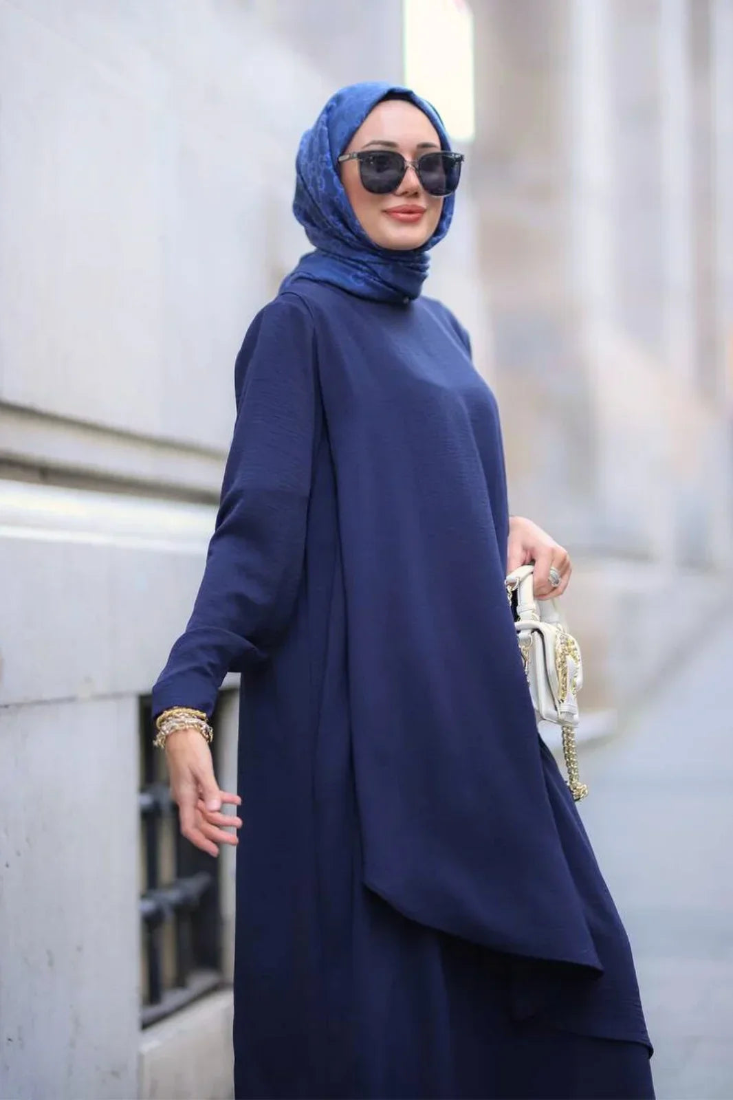 Stylish Navy Blue Abaya at Turkista