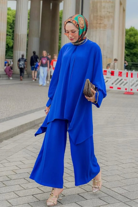 Blue Modest Tunic Set