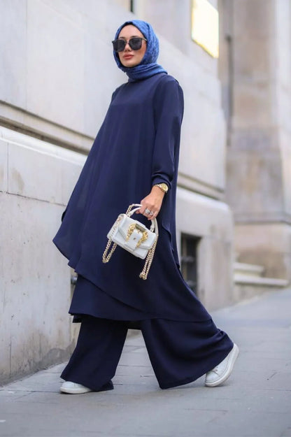 Stylish Navy Blue Abaya at Turkista