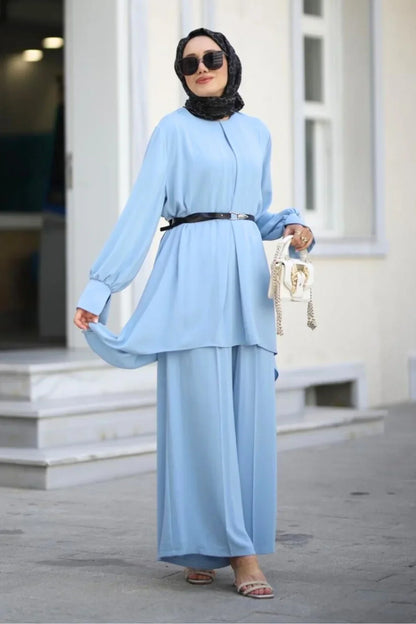 Modest Cornflower Blue Tunic Set