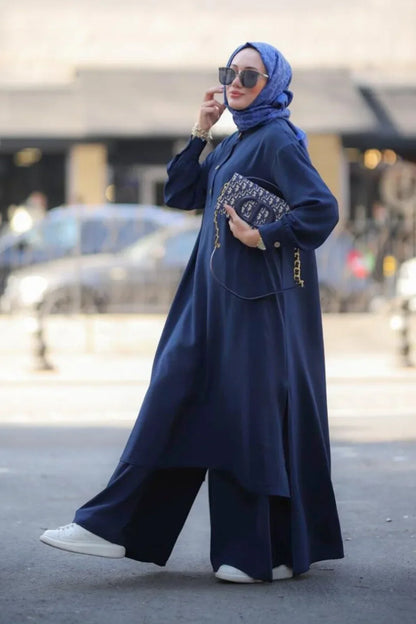 Navy Blue Abaya Travel Suit Clothing for Modest Women