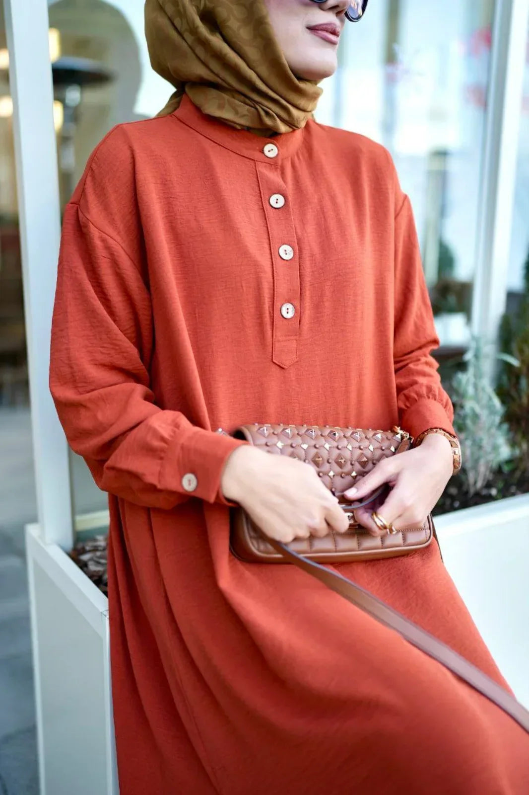 Burnt Orange Abaya Travel Suit Turkista