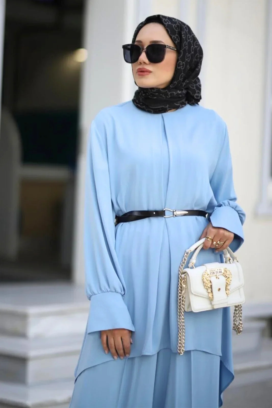 Modest Cornflower Blue Tunic Set