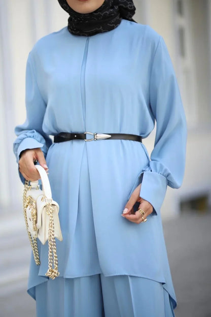 Modest Cornflower Blue Tunic Set