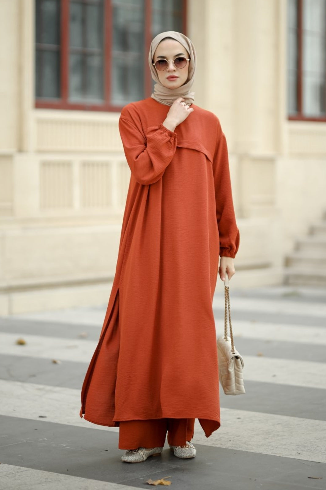 orange dress with hijab Maysa Satin Dress in Copper