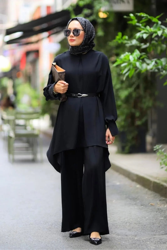 Modest Black Tunic Set