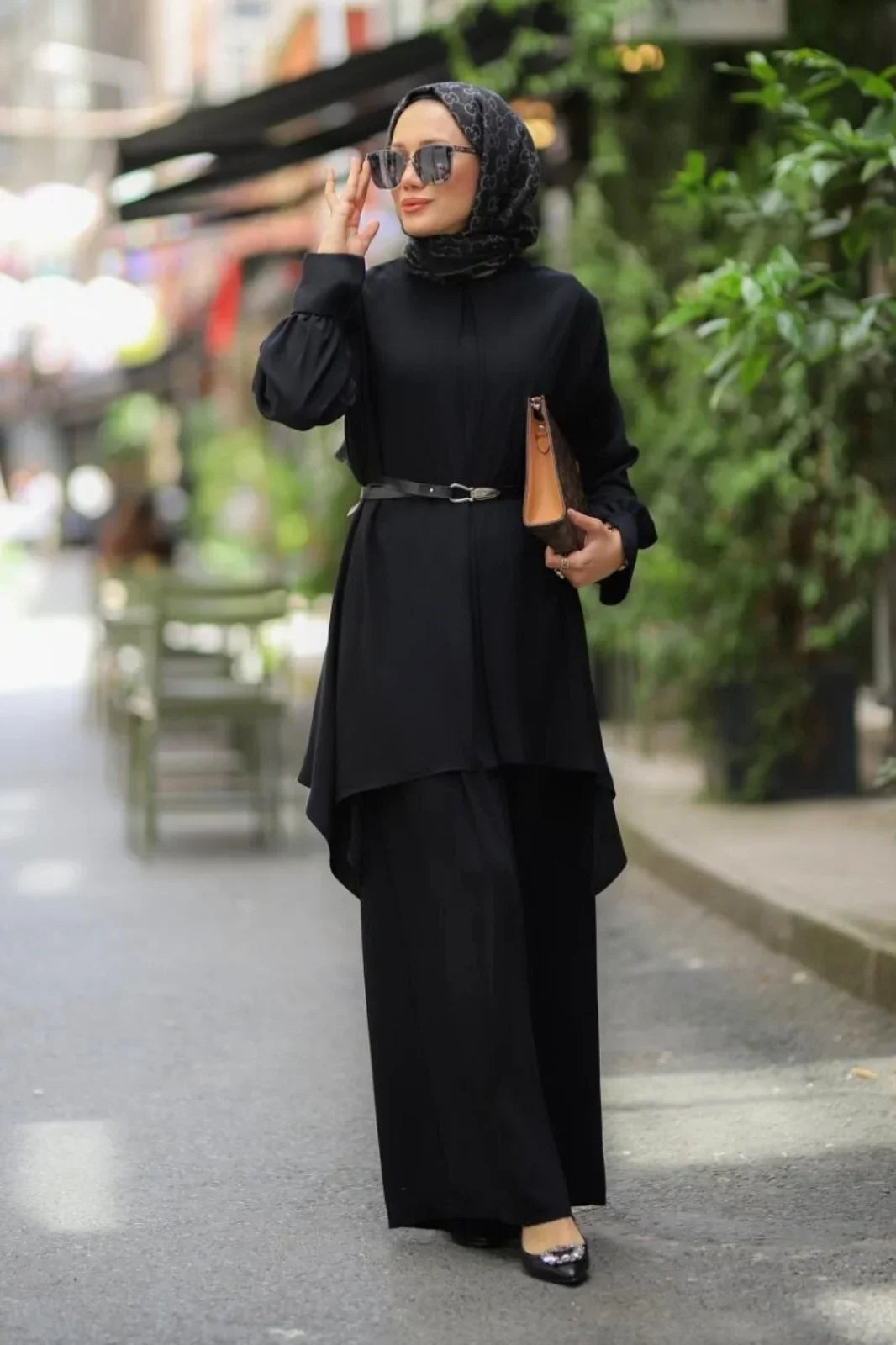 Modest Black Tunic Set